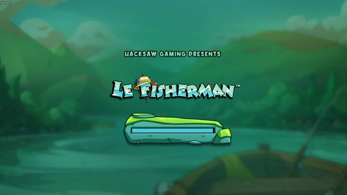 Smokey si rakun sedang memancing di slot Le Fisherman